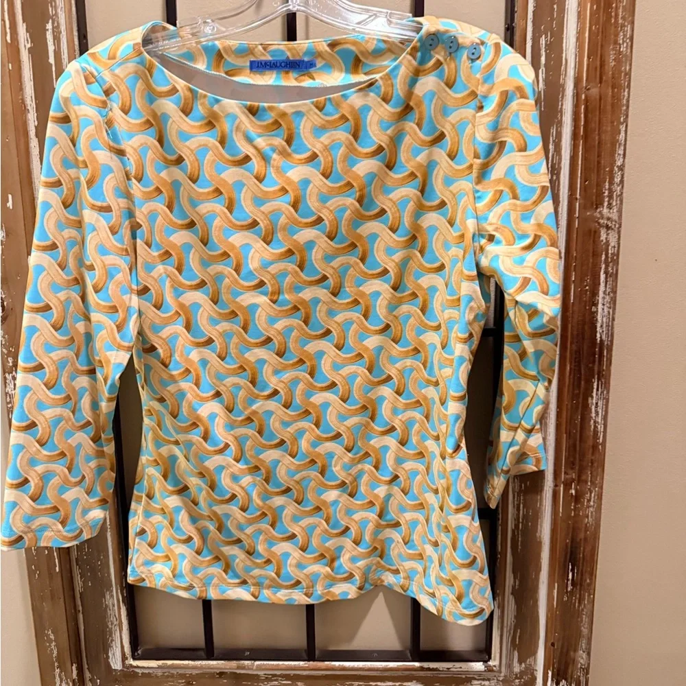 J.McLaughlin NWOT beautiful pattern top.  Catalina cloth stretch material.M - Picture 3 of 10